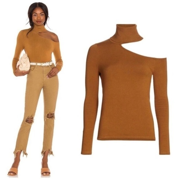 NWT‎ L’Agence Nicky cutout turtleneck sweater in caramel color size XS